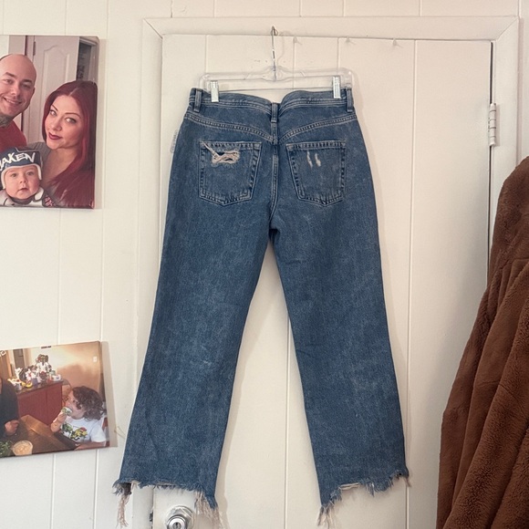 Free People Distressed Cropped Jeans in Blue - Picture 4 of 4